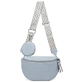 ER.Roulour Umhängetasche Bauchtasche Damen Weiche-Leder Gürteltasche Hüfttasche mit Breiter Gurt und Münze Crossbody Bag (Blau)