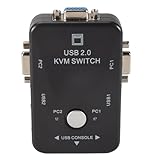 Ujjdwiurgh USB KVM Schalter Switcher 2 Port VGA SVGA Switch Box USB 2.0 Maus Tastatur 1920X1440 Schalter Box