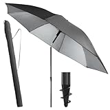 Menz Sonnenschirm Balkon + Sonnenschirmhülle - UV50+ Strandschirm 180 cm, Balkonschirm mit Knickfunktion, Gartenschirm, Sonnenschirm Strand - Fb. Anthrazit