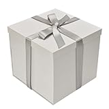 Tekhoho Weiß Geschenkbox 22x22x20,5cm, Premium Geschenkboxen für Geschenke mit Deckel und Geschenkband für Valentinstag, Weihnachten, Hochzeit, Geburtstag, Geschenkverpackungen, karierte Innenfutter