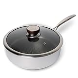 HENSSLERS® Sautepfanne 26cm mit Deckel [FÜR ALLE HERDARTEN INKL. INDUKTION] - Sauteuse Edelstahl - Pfanne Hoher Rand - Schmorpfanne mit Deckel für Induktion - Tiefe Pfanne mit Antihaftbeschichtung