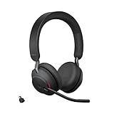 Jabra Evolve2 65 Wireless PC Headset – Noise Cancelling Microsoft Teams Certified Stereo Headphones with Long-Lasting Battery – USB-C Bluetooth Adapter – Black