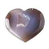 Achat-Geodenherz, Palm-Kristallstein, polierter Trommelstein, Kristall, Liebesherz, Stein für Wahrsagerei-Shop,