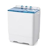 GOPLUS Toplader Waschmaschine 6,5KG, Waschmaschine mit 2 Kammern, Timer-Funktion, Waschautomat mit 2KG Schleuderkapazität, inkl. Ablaufpumpe, für kleine Wohnungen (Blau)