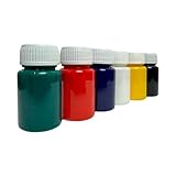 SÜDOR Stofffarben-Set mit 6 lebendigen Farben je 25ml. Waschfeste Textilfarben (Schwarz, Weiß, Blau, Rot, Gelb, Grün). Waschmaschinenfest. Textilmalfarben 6 x 25ml T-Shirt Farben