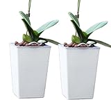 Hoher Pflanzkasten – Set mit 2 quadratischen Pflanzgefäßen mit Griffen und Selbstbewässerung | Hochbepflanzer für den Innen- und Außenbereich mit Drainage, perfekt für Blumen und Blumen, Gärten