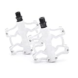 Zhenwo Fahrradpedale, Universell Einsetzbar, Mountainbike-Pedale, Plattform-Fahrrad, Ultraversiegeltes Lager, Aluminiumlegierung, Flache Pedale 9/16 Zoll – Leichte Fahrradpedale,Weiß