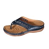 Generico Orthopädische Sandalen Damen Sommer Trekking Sandalen Damen Bequeme Strandschuhe Dicker Boden Offene Zehe Waschbare Schuhe Rutschfeste Atmungsaktive Sandalen Böhmische Sandalen mit Keilabsatz