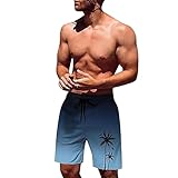 Herren-Badeshorts – Badehose, modischer Druck, Sommer-Shorts, Strand-Shorts, Surfen, dehnbar, lässig, modisch, bunt, originell, hawaiianische Hose mit Kordelzug, navy, L