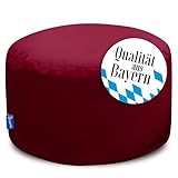 Bruni Pouf Sitzhocker L in Bordeaux – runder Sitzpouf, Indoor und Outdoor als Fußhocker, Yoga-Sitzkissen, Meditationskissen geeignet, in Deutschland gefertigt