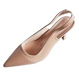 Pumps Damen Slingpumps mit Blockabsatz Elegante High Heels Geschlossener Zehen Spangenpumps Damen Kleiderschuhe Arbeitschuhe für Dating,Business,Büro & Alltag (X3-Khaki, 37.5)