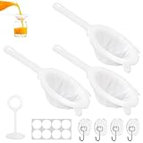WRENYZK Sieb Fein, 3 Stück Feines Sieb Küche mit Griff 400/200/120 Mesh Haarsieb Küche Mit 4 Haken、 1 Rührstab und 8 Aufkleber,Nylon Kleines Passiersieb,Ultrafeines Netzsieb Trichterfilte für Saft