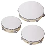 Ruyeiig Tambourine Für Kinder - 3-Teilige Einfachreihige Holz Handschelle,Tragbares Musikinstrument Lern Trommel Für Unterrichtsbegleitung Anfänger Schulveranstaltungen