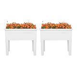 Hochbeet aus Metall Pflanzkasten Blumenbett, Bausatz Kräuterbeet für Garten Balkon Terrasse Hochbeet für den Außenbereich 75 x 35 x 66 cm (Weiß)