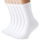 SockWaddles 6 Paar Socken Herren Damen, Baumwolle Atmungsaktive Herrensocken Damensocken, Crew Business Socken Ohne Naht, Altag und Freizeit Socken Männer(Weiß 39-42)