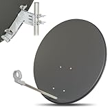 80cm Satelliten Sat Spiegel Schüssel Antenne Anlage HDTV Full Ultra HD UHD 4K (dunkelgrau)