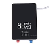 Elektronischer Durchlauferhitzer 220V 6010W Wanddusche für Zuhause Dusche Edelstahl Badezimmer Maschine,LED-Digital-Temperaturanzeige,Elektrische Durchlauferhitzer für Badezimmer Küche (Schwarz)