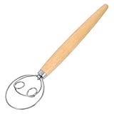PRETYZOOM Eichenmixer Brotbesen Manueller Handbesen Edelstahlbesen Manueller Schneebesen Pizzateig Spatel Schneebesen Dänischer Teigbesen Edelstahl Federbesen Edelstahl Spiralbesen Holz