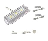 ACCE LED Glasbodenbeleuchtung, Glaskantenbeleuchtung, Vitrinebeleuchtung, Regalbeleuchtung, 2D oder 3D im Set, Leuchtfarbe warmweiß, inklusive Netzteil (2D, 2er set)