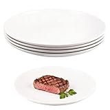 Doafoce Teller Set 4 Speiseteller 25cm Weiß Essteller Melamin Kunststoff Große Tellern Frühstücksteller Dessertteller Serviergeschirr für Frühstück, Mittag, Abendbrot