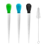 Valicaer Bratensaftspritze,3Pcs Turkey Baster Pipette Groß Fleischspritze Marinierspritze mit Reinigungsbürste Turkey Baster Soße Spritze für BBQ Fleisch Rindfleisch Truthahn