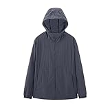 NSICBMNO Wasserdichte Damen-Regenjacke, leichte wasserdichte Jacke, Sonnenschutz, Hoodie mit Taschen, Sport, Laufjacke, atmungsaktiver Regenmantel für Spaziergänge, Reisen, Sportbekleidung, 01