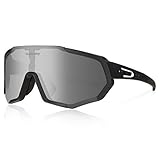 Queshark Fahrradbrille, TR90 Unbreakable Frame Polarisierte Sportsonnenbrille, Fahrradbrille für Männer Frauen mit 3 Wechselobjektiven, zum Fahren Angeln Glof Baseball Laufen CE Zertifiziert
