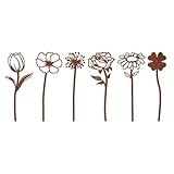 MANOPRANA 6 StüCk Gartenstecker Rost Rost Deko FüR Garten Garten Rosen LöWenzahn Chrysanthemen FüR Garten Terrasse Balkon Oder Blumentopf