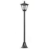 Outsunny LED Solar Gartenlaterne, Stehleuchte aus Edelstahl Gartenlampe 160 cm hoch Windlicht Außenleuchte IP44, Solarlampe mit Lichtsensor 30 Lumen Erdspieß, Gartenlampe für Garten Balkon Schwarz