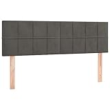 vidaXL Kopfteil 2 STK., Bettkopfteil mit Holzbeinen, Höhenverstellbar Polsterkopfteil für Bett, Betthaupt Bettzubehör Schlafzimmer, Dunkelgrau 72x5x78/88cm Samt