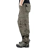 Generisch Cargohose Herren Chino Hose mit 6 Taschen Cargo Hose Stretch Jogginghose für Männer mit Bundgummi Elastische Hosen S-XXL Baggy Hose Jungs Cargo Jogger Hose Herren Oliv