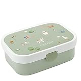 Mepal Brotdose Kinder Little Dutch – Bento Box Kinder - Brotdose Kinder mit Fächern & Gabel - Meal Prep Box mit Clip-Verschluss - BPA-frei & Spülmaschinenfest - 750 ml - Little Farm