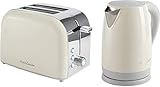 MakeCuisine Vintage-Set/Retro-Toaster, 2 breite Schlitze, Abbrechen, Aufwärmen, Auftauen, 900 W + Retro-Kocher 1,7 l/automatischer Stopp / 2200 W/Farbe Soft Cream