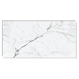 IZODEKOR - SPC Wandpaneel Marmoroptik Weiß 60x120cm – Küchenrückwand Platte 1 Stück, Wasserfest, Hitzebeständig Spritzschutz – PVC Wandverkleidung für Küche & Bad, PVC Wandpaneele - Carrara Marmor