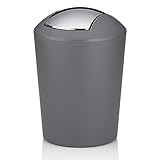 Kela grau, Schwingdeckeleimer, Kosmetikeimer 5l mit Schwingdeckel, Kunststoff, MARTA, Mülleimer Badezimmer, 5 Liter