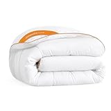 SONGMICS HOME Bettdecke, 200 x 135 cm Steppdecke, Steppbettdecke mit 8 Schlaufen, 300 GSM Decke, Einzelbettdecke, mit Karosteppung, wolkenweiß TDC011W01