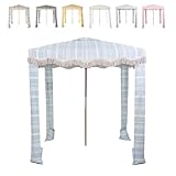 Quadratischer Strandschirm, 180 cm, tragbar, UV-Schutz, Cabana mit Fransen, Outdoor-Sonnenschutz für Strand, wasserdicht, Baldachin, stilvolles blaues Strandzelt