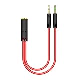Audio-Splitterkabel für Kopfhörer mit Mikrofon 3,5 mm Klinke - PC Buchse auf 2 x Stecker 3,5 mm, Y-Splitter für Mikrofon für Kopfhörer | Aux-Verlängerungskabel für die gleichzeitige Verwendung von