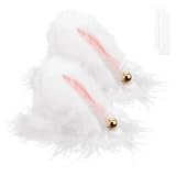 CALLARON Plüsch Ohrendekor für Motorradhelm Damen Abnehmbare Weiße Katzenohren mit Glocke Helmaufsatz für E Bike Motorradfahrerinnen