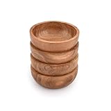 Samhita Kleine Schale aus Akazienholz für Nüsse, Süßigkeiten, Vorspeisen, Snacks, Oliven und Salsa, Esszimmerdekoration, absolut schön, 4 Stück (10,2 x 10,2 x 3,8 cm)