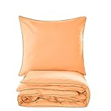 Cotton Market Bettwäsche-Set 135x200 cm - Baumwoll-Mikrofaser - 2-teilig - Bettbezug 135x200 cm, Kissenbezug 70x80 cm - Orange