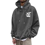 Hoodie Herren Kapuzenpullover mit Geister-Kürbis-Druck Langarm Einfarbige Locker Kapuzenpulli Loose Fit Freizeitshirts Bequeme Weich Pullover Fitness Workout Sportshirts