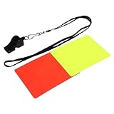 JOINPAYA Schiedsrichter Rote und Gelbe Karten aus Robustem mit Lauter Pfeife und Lanyard Praktisches Fußball Schiedsrichter Zubehör für Volleyball und Fußballspiele Handliches