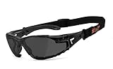 HELLY® - No.1 Bikereyes® | Bikerbrille, Motorrad Sonnenbrille, Motorradbrille | beschlagfrei, winddicht, bruchsicher, Polster & Band | TOP Tragegefühl | Brille: moab 5 (Schwarz)