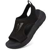 VTASQ Sandalen Damen Sommer Outdoor Orthopädische Sandalen Stricken Leichte Turnschuhe Sandalen Open Toe Wedges Strand im Freien Dicke Boden Sandalen Schwarz EU 41