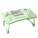 Tragbarer, faltbarer Laptop-Bett-Tablett, 60 x 40 x 28 cm, verstellbare Beine, Becherschlitz, ideal für Couch, perfekt für Laptops, Snacks, Studium und Arbeit