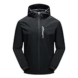Qmfvqi Regenjacke Herren Wasserdicht Sonnenschutz Packbare Ultraleichte Windjacke Fahrrad Regenmantel mit Kapuze Einfarbig Outdoorjacke Atmungsaktiv Übergangsjacke