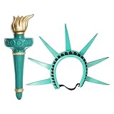 Dtaigou Freiheitsstatue, Fackel und Krone, Freiheitsstatue-Kostümzubehör, Göttin-Halloween-Cosplay-Kopfbedeckung, Festival-Haarschmuck, neuartiges Stirnband für Maskerade