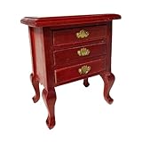 Puppenhäuser aus Holz im Maßstab 1:12, Nachttisch mit Cabriol-Beinen und funktionaler Schublade für Miniatur-Schlafzimmer, Dekoration, Skala, Holzschublade, Nachttisch