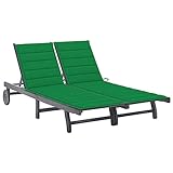 Snsowed 2-Personen-Sonnenliege mit Auflage Grau Akazie Massivholz, Gartenliege, Liegestuhl, Sonnenstuhl, Sonneninsel Outdoor, Liegen, Gartenmöbel, Bäderliege, Relaxliege - 3061394